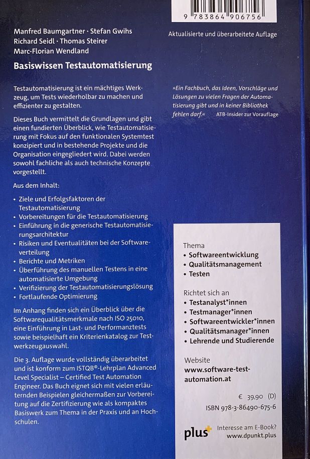 Basiswissen Testautomatisierung - Rückseite